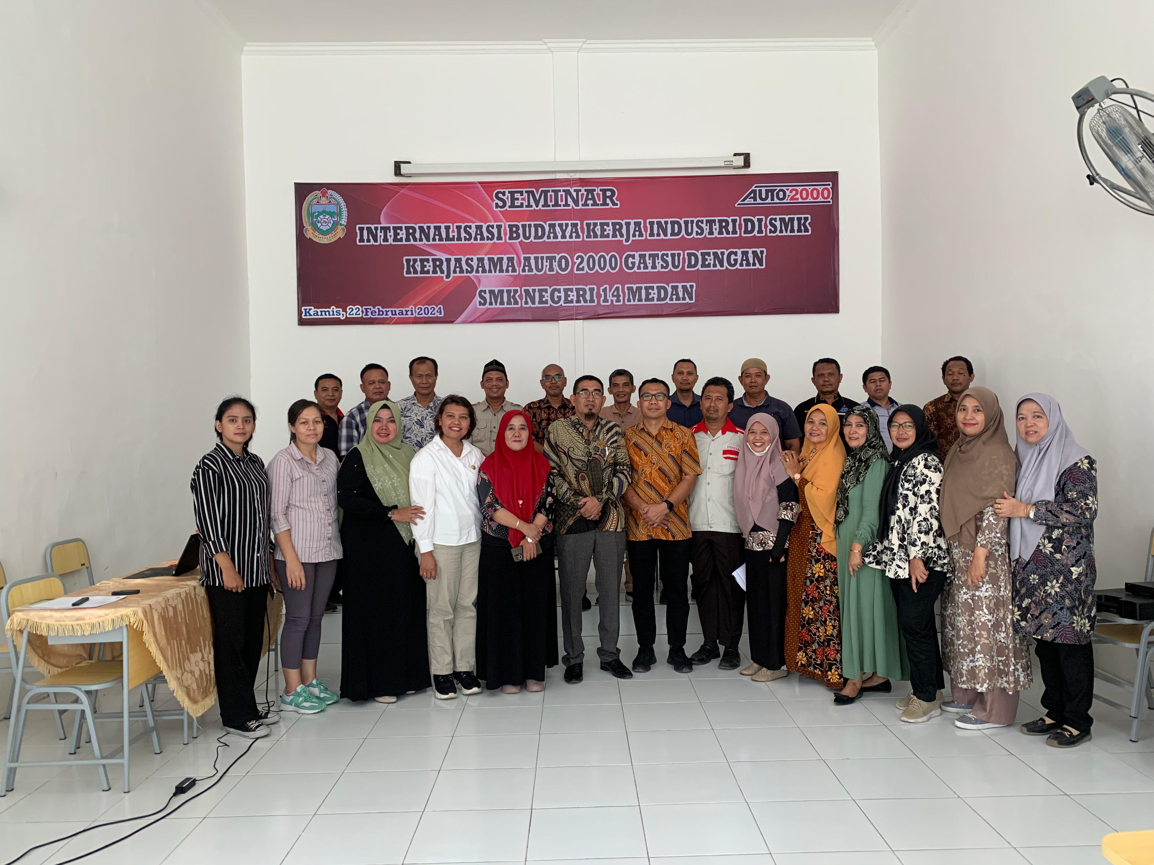 SEMINAR INTERNALISASI BUDAYA KERJA INDUSTRI DI SMK KERJASAMA AUTO 2000 GATSU DENGAN SMK NEGERI 14 MEDAN TANGGAL 22 FEBRUARI 2024